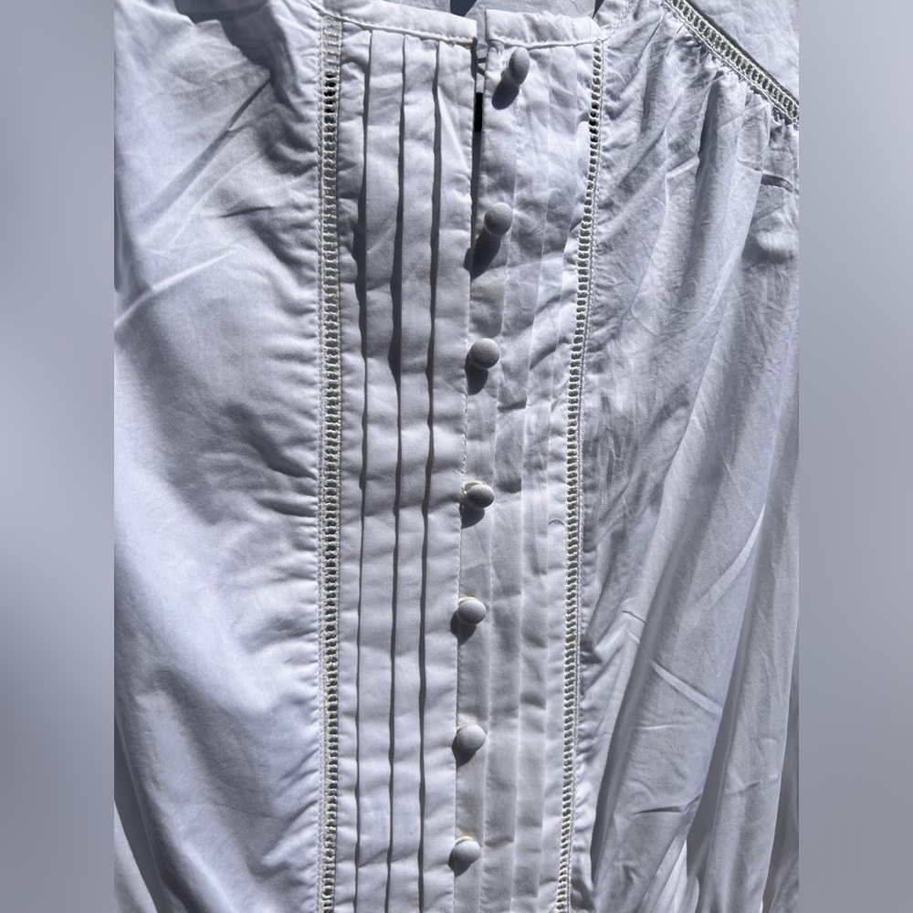 🆕ba&sh Cotton White Mini Dress Smocked Ruffle Hem Summer Casual Boho Chic Size S - Picture 11 of 17